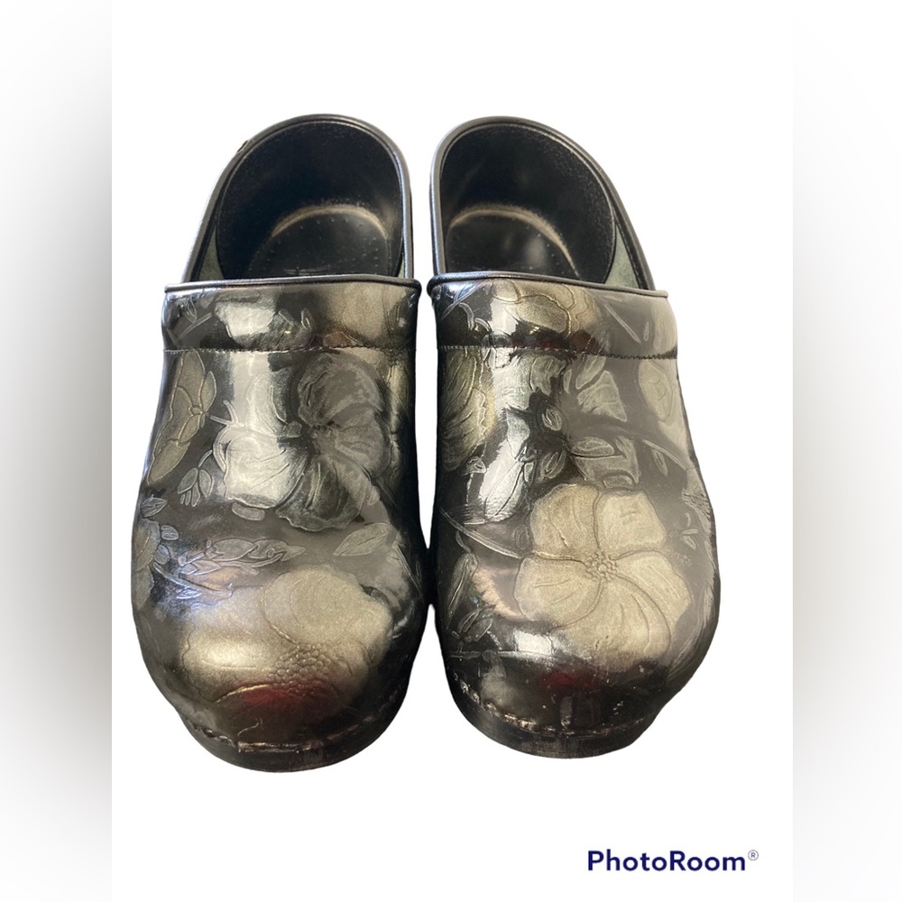 Dansko black/gray floral professional clog. 39